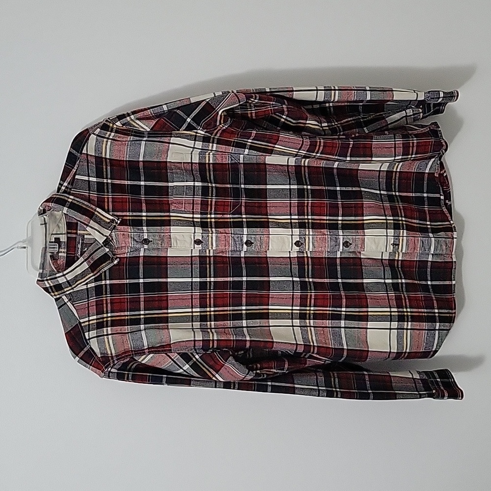Eddie Bauer Plaid Flannel Button Down Shirt, Size XL